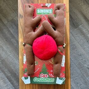 Reindeer Antlers and Red Nose Car Decoration